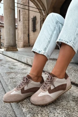 Moteriški odiniai zomšiniai „Barefoot“ sportiniai bateliai Zazoo N1400, smėlio spalvos