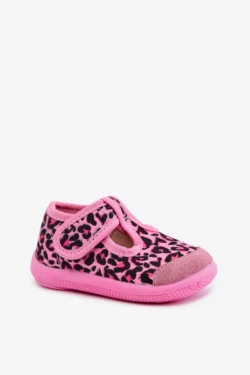 Vaikiškos minkštos šlepetės „Milami Elastic“ su lipuku, rožinės, leopardo rašto „Ambette“