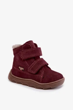 Vaikiški odiniai zomšiniai barefoot sniego batai Froddo G2110151-4, bordo spalvos