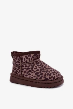 Mergaitėms skirti žieminiai „Snowelle“ aulinukai su sniego leopardo raštu