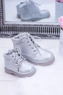 Šilti sidabriniai trapper tipo batai vaikams Dexter