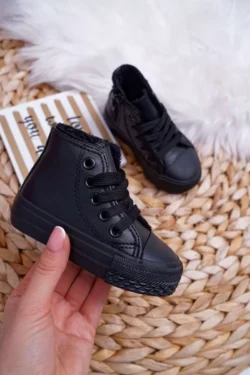 Vaikiški šilti aukšti sportiniai bateliai, juodi, Philemon