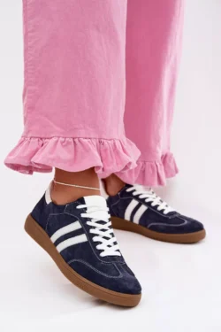 Zazoo N1068 Suede Low moteriški sportiniai bateliai, tamsiai mėlyni