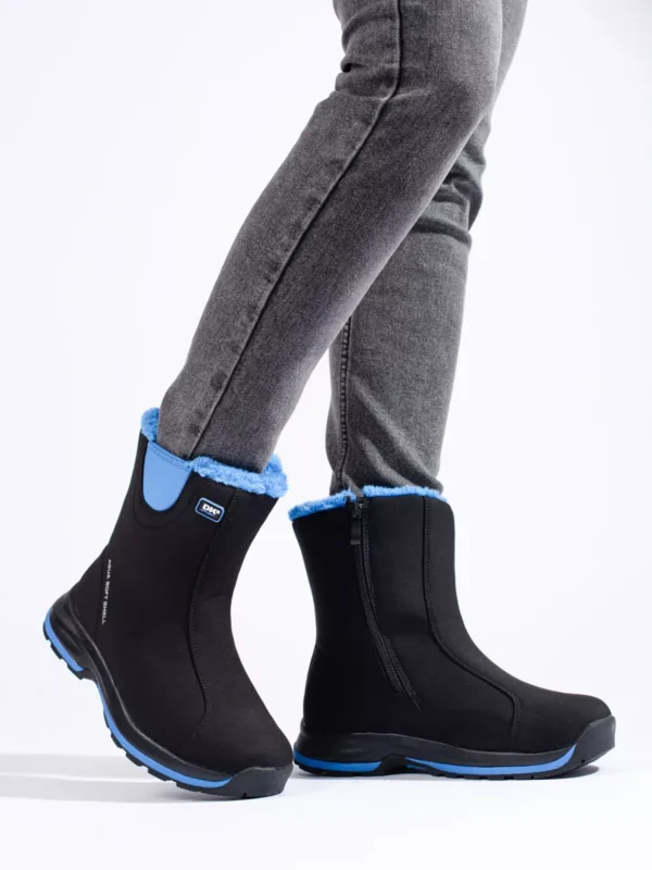 DK moterix161ki minkx161tasuoliai su dirbtiniu kailiu apx161iltinti sniego batai juodos ir mx117lynos spalvos