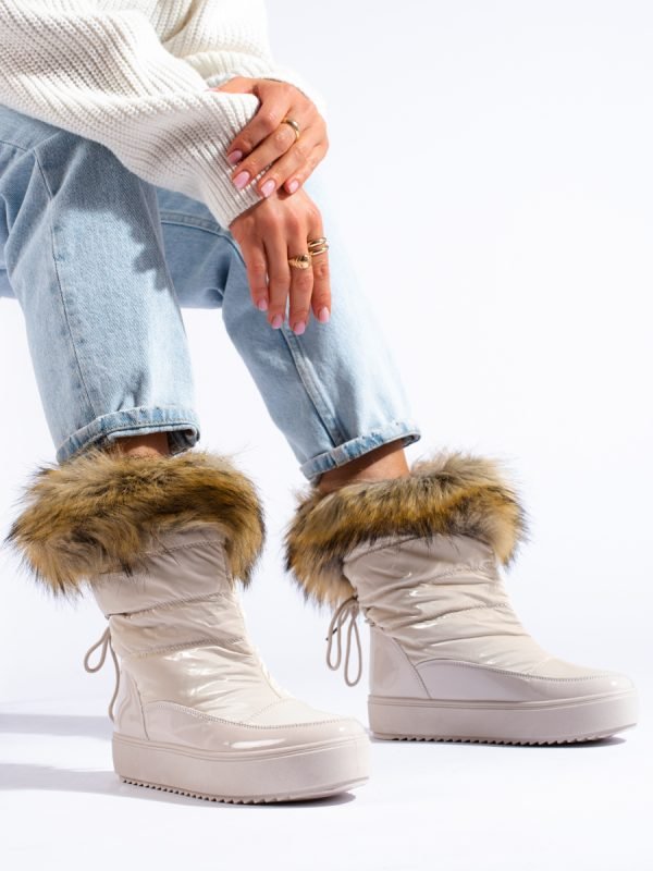 Moterix161ki kreminiai sniego batai su kailiu Shelovet