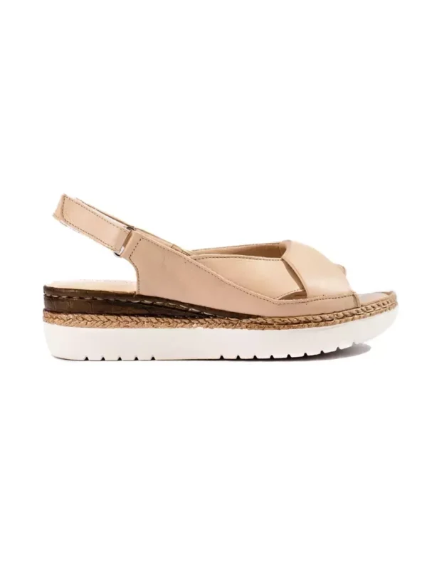 Moterix161ki odiniai sandalai ant x17Eemo kulno Potocki beige