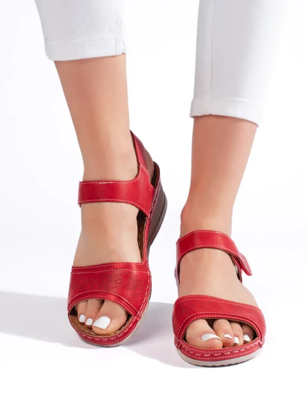 Moterix161ki raudoni velcro sandalai