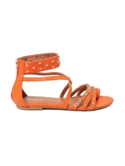 Oranžiniai boho sandalai su spygliais