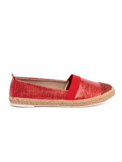 Raudonos espadrilės su blizgiu siūlu