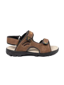 Rudos spalvos sportiniai sandalai su velcro užtrauktukais