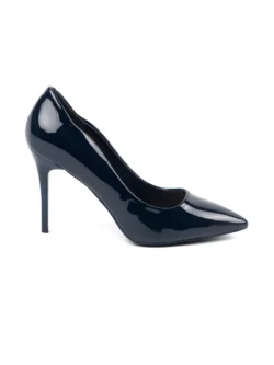 Tamsiai mėlynos lakuotos stiletto tipo basutės
