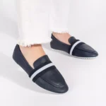 Tamsiai mėlynos spalvos elegantiški balerinai