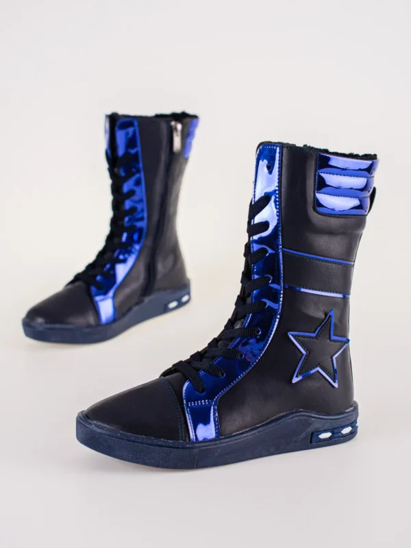 Tamsiai mx117lynos spalvos mergaix10Dix173 odiniai batai su aukx161ta pakulne