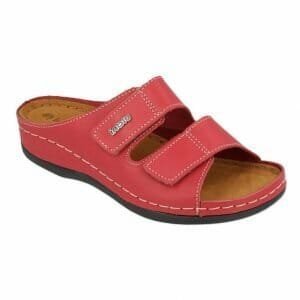 women's leather slippers in red