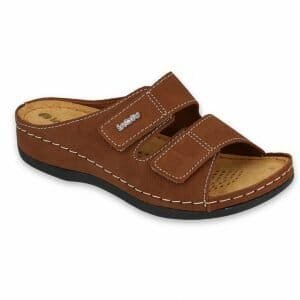 women's leather slippers brown