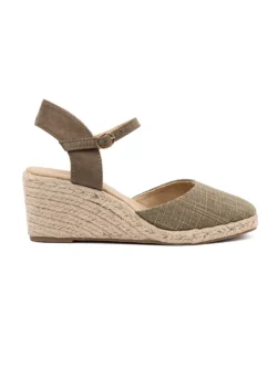 Žali espadrilių sandalai ant platformų